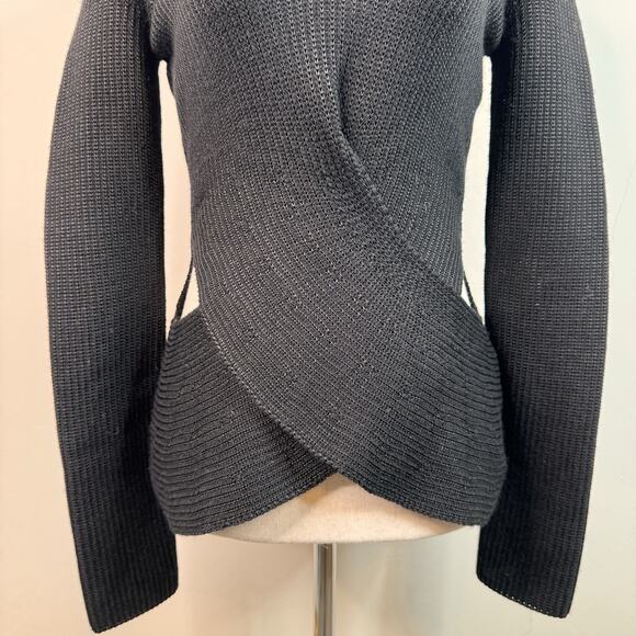 Roberto Cavalli Black Wool Blend Sweater Cut Out Waist Rib Knit IT 42 US 6 Sexy - Picture 3 of 14